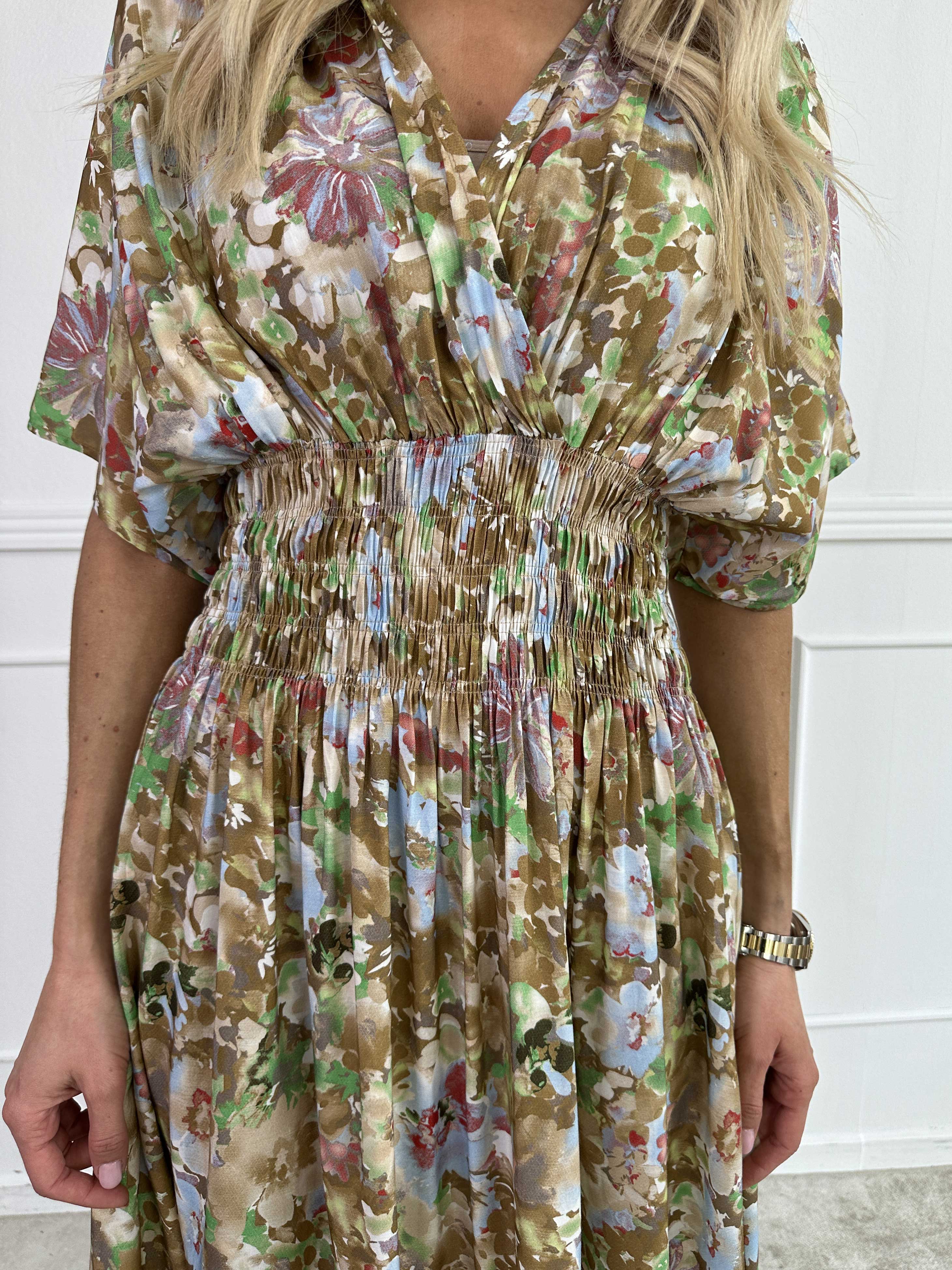 Pams Flower Viscose - Kjole i viskose med blomsterprint og smock